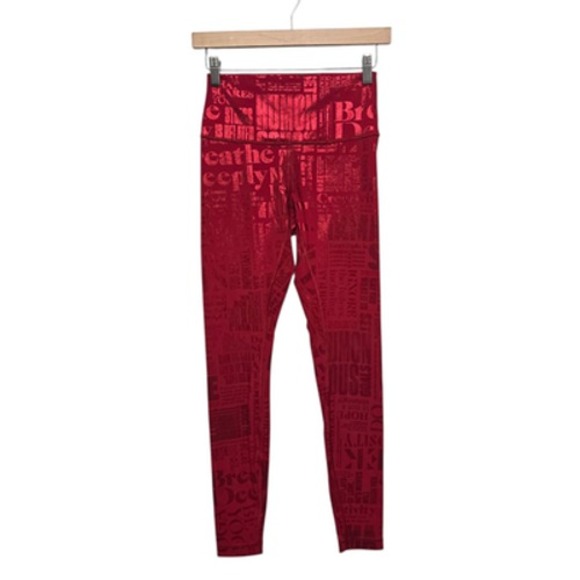 Lululemon Pants Womens 6 Red Wunder Under Hi-Rise Leggings Foil Manifesto Yoga - Picture 1 of 10